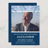 Mannen 70ste verjaardag foto Navy Blue Kaart (Voorkant / Achterkant)