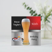 Mannen 70ste verjaardagsfeest Rood bier motorfiets Kaart (Staand voorkant)