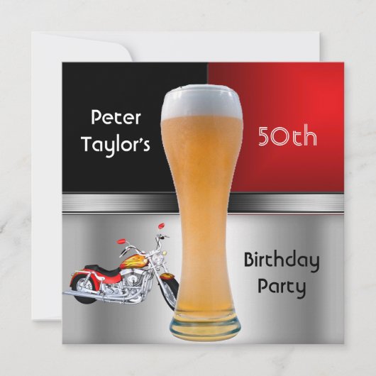Mannen 70ste verjaardagsfeest Rood bier motorfiets Kaart (Voorkant)