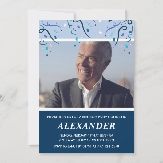 Mannen 75ste verjaardag foto Navy Blue Kaart (Voorkant)