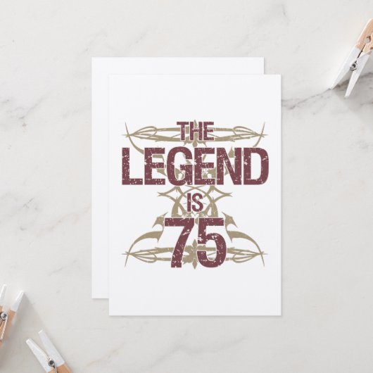 Mannen 75th Birthday Kaart (Voorkant / Achterkant in situ)