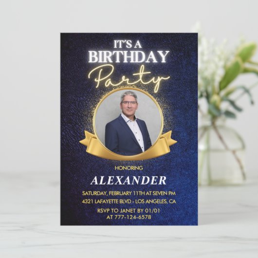 Mannen 78e verjaardagsuitnodigingen Elegant Chic Kaart (Staand voorkant)