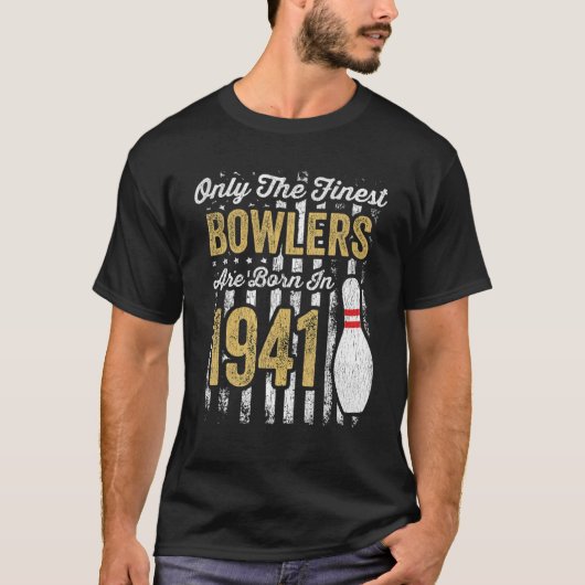 Mannen 80 jaar oude Bowler verjaardag 80ste verjaa T-shirt (Voorkant)