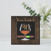 MANNEN 80e Birthday-INVITATIES COGNAC-SJABLOON Kaart (Staand voorkant)