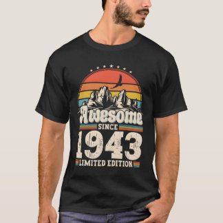 Mannen 80ste verjaardag originele vintage 1943 Awe T-shirt