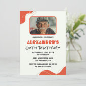 Mannen 80ste verjaardagsuitnodigingen Modern Photo Kaart (Staand voorkant)