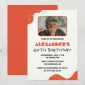 Mannen 80ste verjaardagsuitnodigingen Modern Photo Kaart (Voorkant / Achterkant)