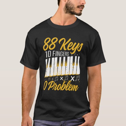 Mannen 88 toetsen 10 vingers 0 Probleem Piano Play T-shirt (Voorkant)