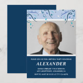 Mannen 90ste verjaardagsuitnodigingen Foto Navy Bl Kaart (Voorkant / Achterkant)