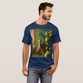 Mannen aangekocht T-shirt met  Viool 3D Floral Des