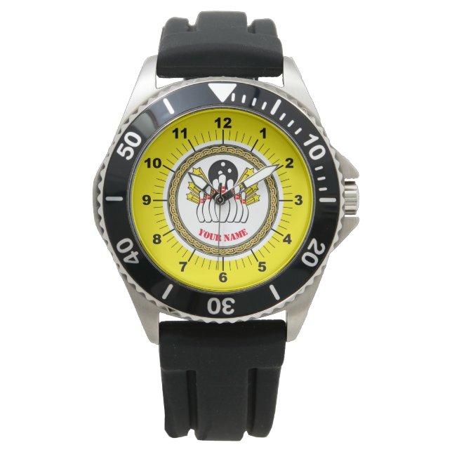 Mannen Aangepaste Bowling (naam toevoegen) Crown W Horloge (Voorkant)