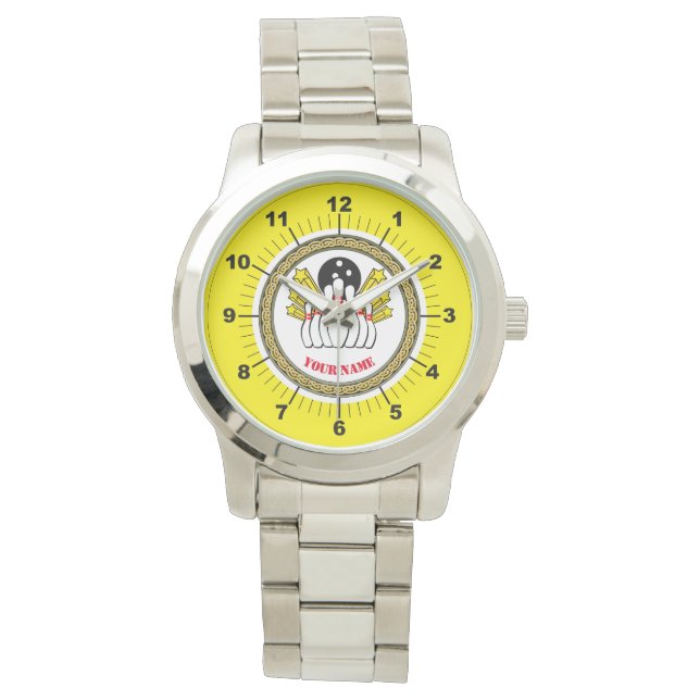 Mannen Aangepaste Bowling (naam toevoegen) Volgen Horloge (Voorkant)