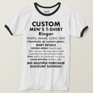 Mannen Aangepaste gepersonaliseerde witte Ringer T T-shirt
