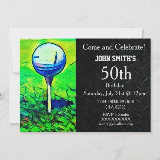 Mannen Aangepaste Golfing Verjaardagssport Vader Kaart (Voorkant)