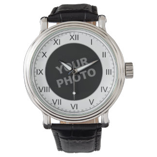 Mannen aangepaste horloge Romeinse cijfers Uw Afbe
