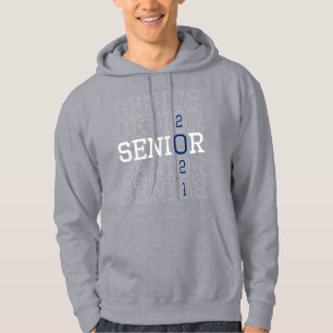 Mannen Aangepaste naam klasse van 2021 Navy Senior Hoodie