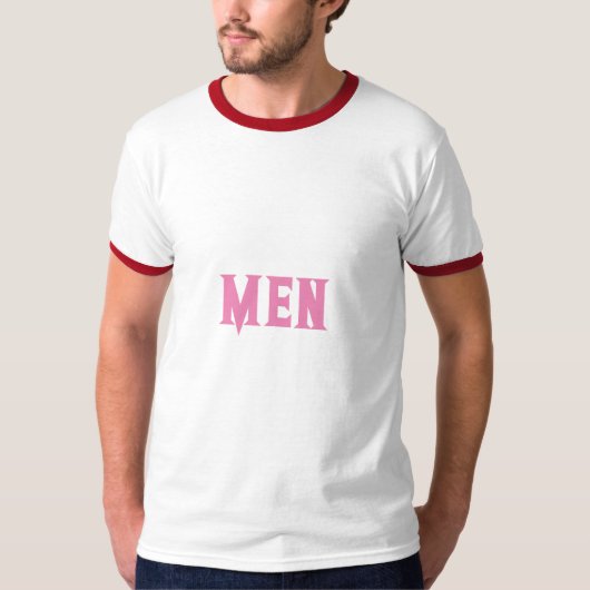 Mannen Aangepaste Naam Tekst Roze Kleur Heren Basi T-shirt (Voorkant)