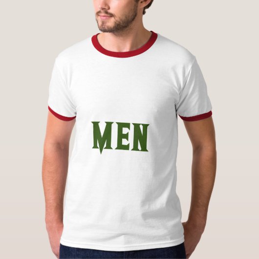 Mannen Aangepaste tekst bosgroene kleur basisring T-shirt (Voorkant)