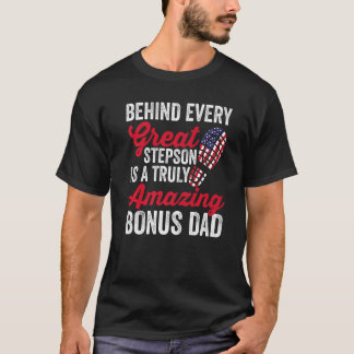 Mannen achter Stepson is Stepdad American Flag Bon T-shirt