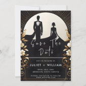 Mannen Adult Tuxedo Bold Zwart Stropdas Bruiloft Save The Date (Voorkant)