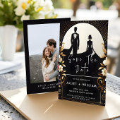 Mannen Adult Tuxedo Bold Zwart Stropdas Bruiloft Save The Date