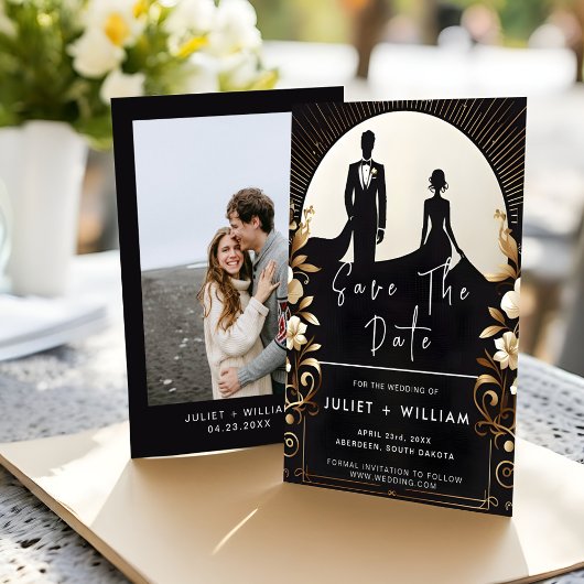 Mannen Adult Tuxedo Bold Zwart Stropdas Bruiloft Save The Date