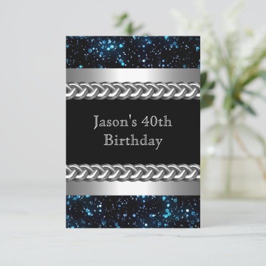 Mannen Afbeelding op zaterdag blauw Metaal Chrome  Kaart (Staand voorkant)