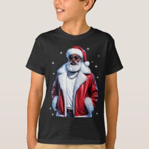 Mannen Afro-Amerikaanse kerstman zonnebril Kerstmi T-shirt