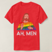 Mannen Ah Mannen Rainbow Gay Jesus Christelijke LG T-shirt (Design voorkant)
