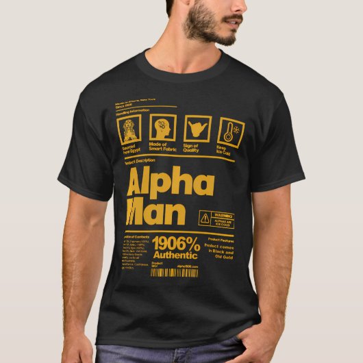 Mannen Alfa Afrikaans 1906 Broederschap Informatie T-shirt (Voorkant)