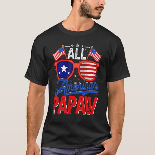Mannen All American Papaw 4th of July Amerikaanse  T-shirt (Voorkant)