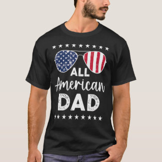 Mannen alle Amerikaanse vader heeft een zonnebril  T-shirt