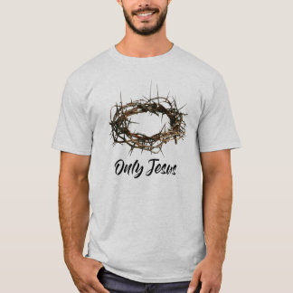 Mannen Alleen Jezus Kroon Thorns Christelijk T Shi T-shirt