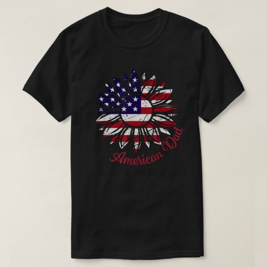 Mannen American Flag Sunflower USA4th Juli Man T-shirt (Design voorkant)