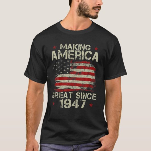 Mannen Amerika geweldig maken sinds 1947 geschenk T-shirt (Voorkant)