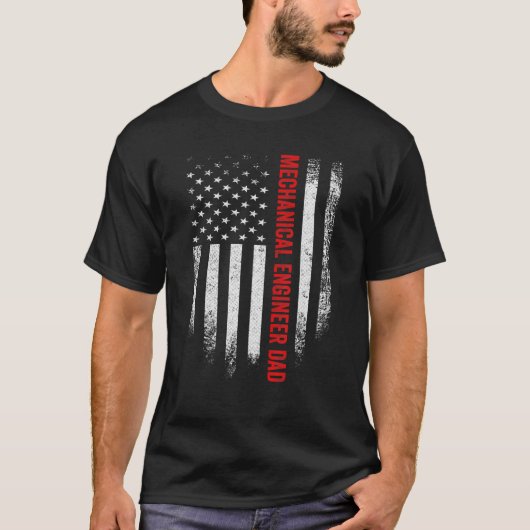 Mannen Amerikaans-Amerikaanse Vlag Mechanical Eng T-shirt (Voorkant)