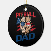 Mannen Amerikaanse Pitbull Pap, 4 juli Keramisch Ornament (Links)