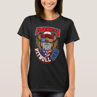 Mannen Amerikaanse Pitbull Pap 4th van juli T-shirt