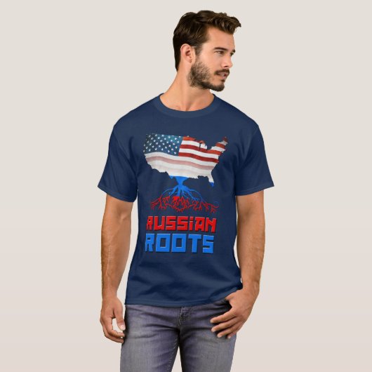 Mannen Amerikaanse Russische Roots T-shirt (Voorkant volledig)