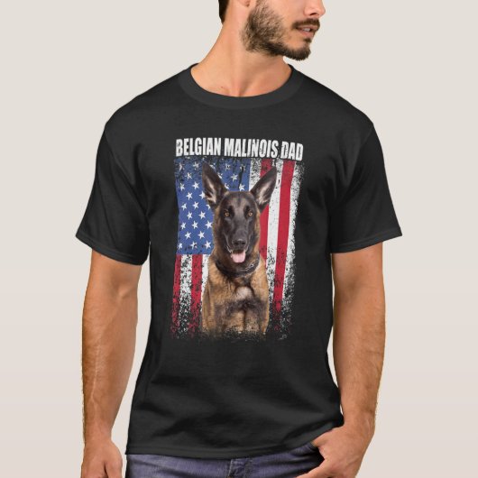 Mannen Amerikaanse vlag Belgische Malinois papa F T-shirt (Voorkant)