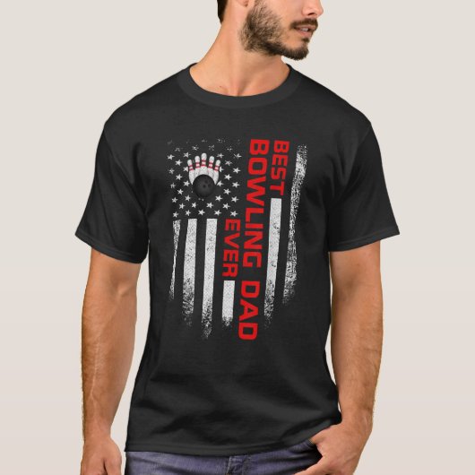 Mannen Amerikaanse vlag Best Bowling Dad evv T-shirt (Voorkant)