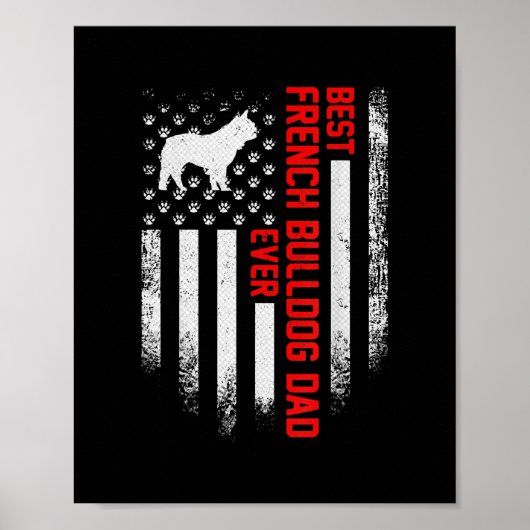 Mannen  Amerikaanse vlag Best French Bulldog Poster (Voorkant)