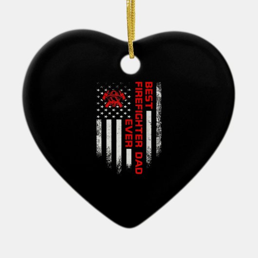 Mannen  Amerikaanse vlag Beste brandweerman Keramisch Ornament (Voorkant)