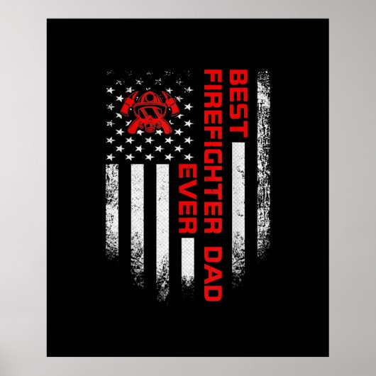 Mannen Amerikaanse vlag Beste brandweerman Poster (Voorkant)