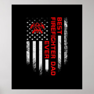 Mannen  Amerikaanse vlag Beste brandweerman Poster