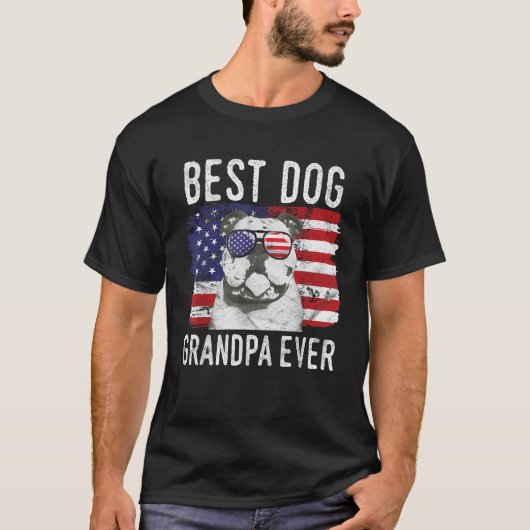 Mannen Amerikaanse vlag beste hond opa ooit Bulldo T-shirt (Voorkant)