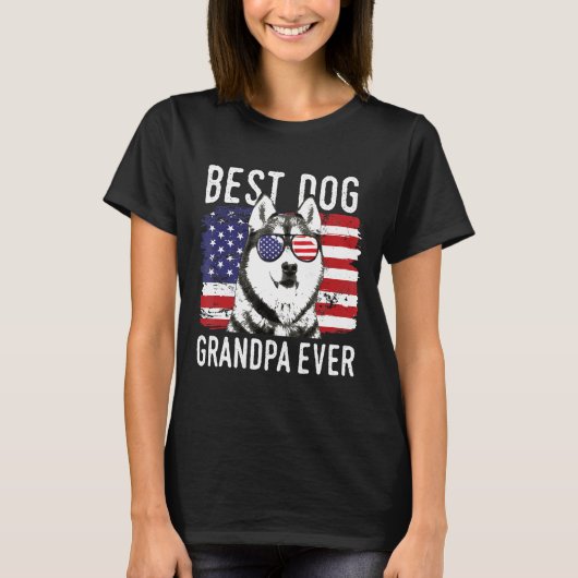 Mannen Amerikaanse vlag beste hond opa ooit Siberi T-shirt (Voorkant)