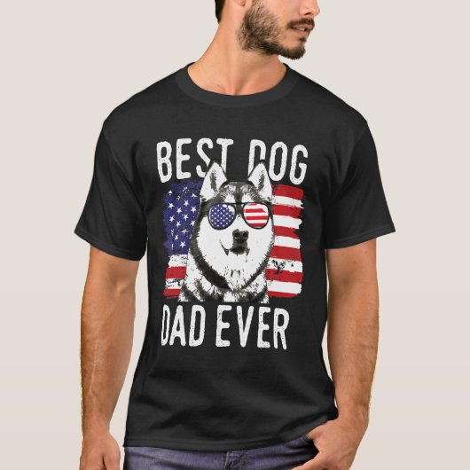 Mannen Amerikaanse vlag beste hond papa ooit Siber T-shirt (Voorkant)