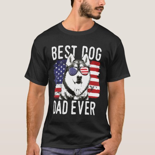 Mannen Amerikaanse vlag beste hond papa ooit Siber T-shirt (Voorkant)