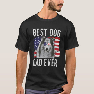 Mannen Amerikaanse vlag Beste hondenvader ooit Col T-shirt